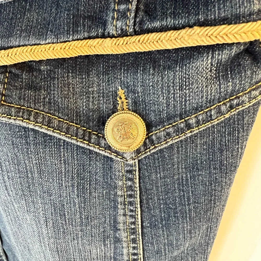 OLSEN EUROPE BLUE AND GOLD DENIM TRENCH COAT… SIZE 38… NEW WITH TAGS. - Picture 6 of 16